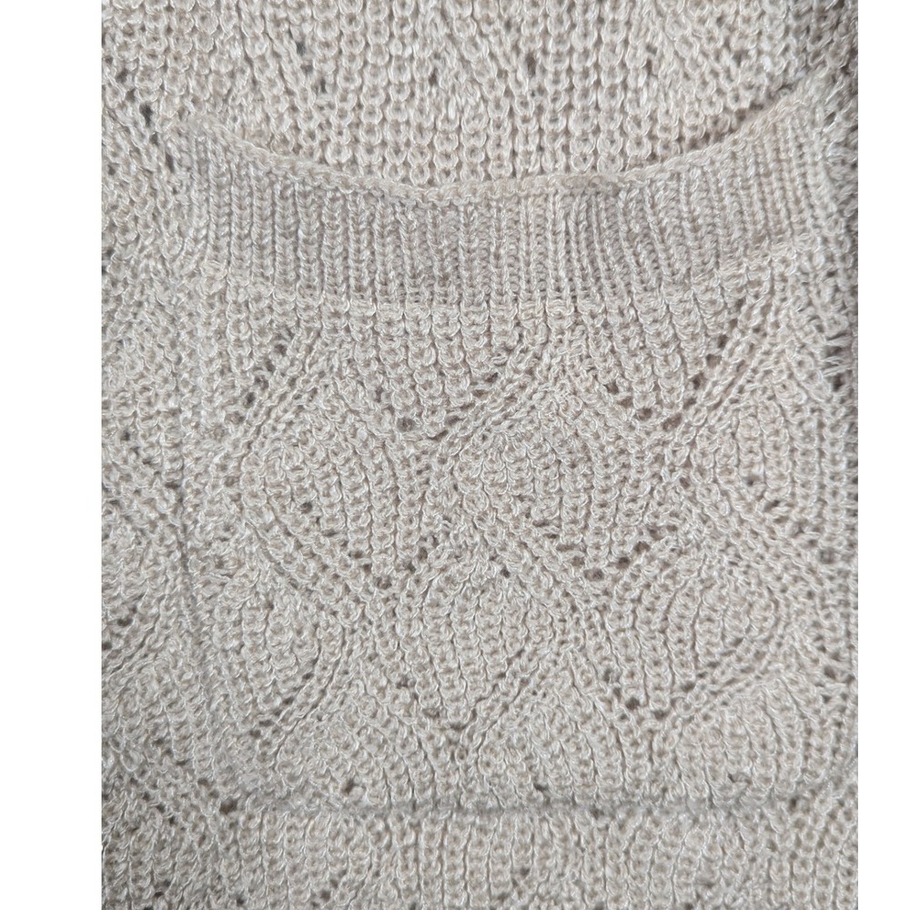 Lety & Me Cardigan Pocket Sweater Womens 3X Beige Pointelle Open Front - Picture 5 of 8